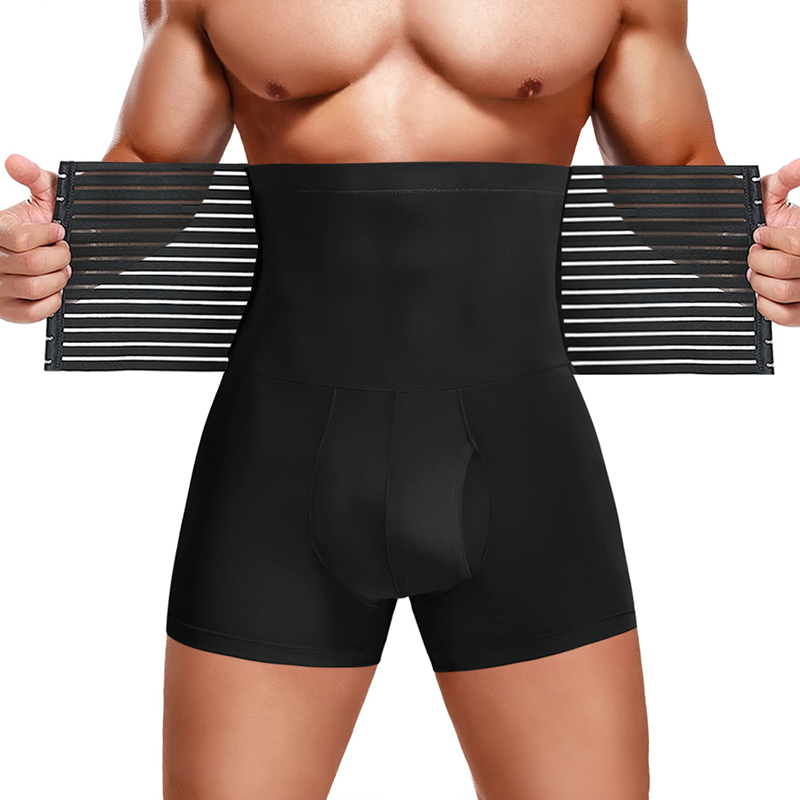 Boxer Shorts Modal - メンズおなかコントロールパンツウエストトレーナースリミングシェイプウェアパッド入り臀部リフトハイウエストショーツコンプレッションボディシェイパーボクサー