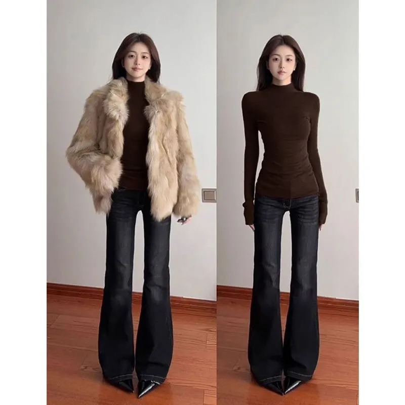 Base Layer Top - 女性用スリムモックネックベースレイヤートップ、スパイシースタイルの秋冬用インナーウェア