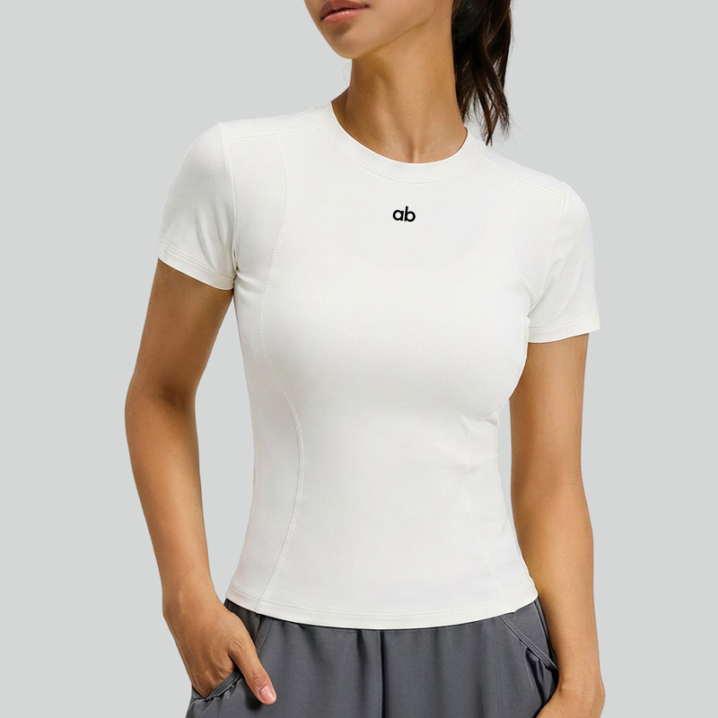T Shirt Tight Fit - 夏ヨガ新スタイルシンプル半袖Tシャツ女性の速乾性通気性弾性ヨガトップタイトフィットフィットネスウェア