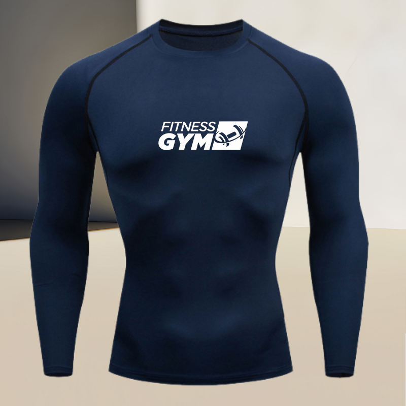 Base Layer Top - メンズラウンドネック長袖ジムワークアウトコンプレッションシャツ、速乾性、通気性、高弾性フィットネストップ