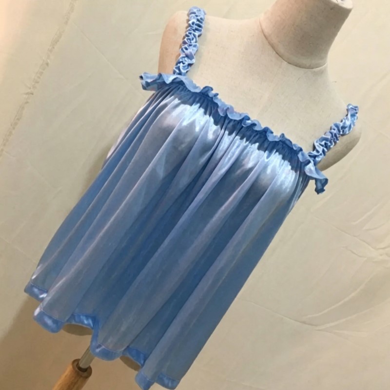Suspender Tank Top - 夏ソフトシルキーグロッシーフリルスパゲッティストラップタンクトップ光沢のあるパーティークラブベストアウターウェア女性睡眠キャミソールトップ